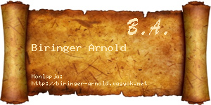 Biringer Arnold névjegykártya