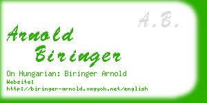 arnold biringer business card